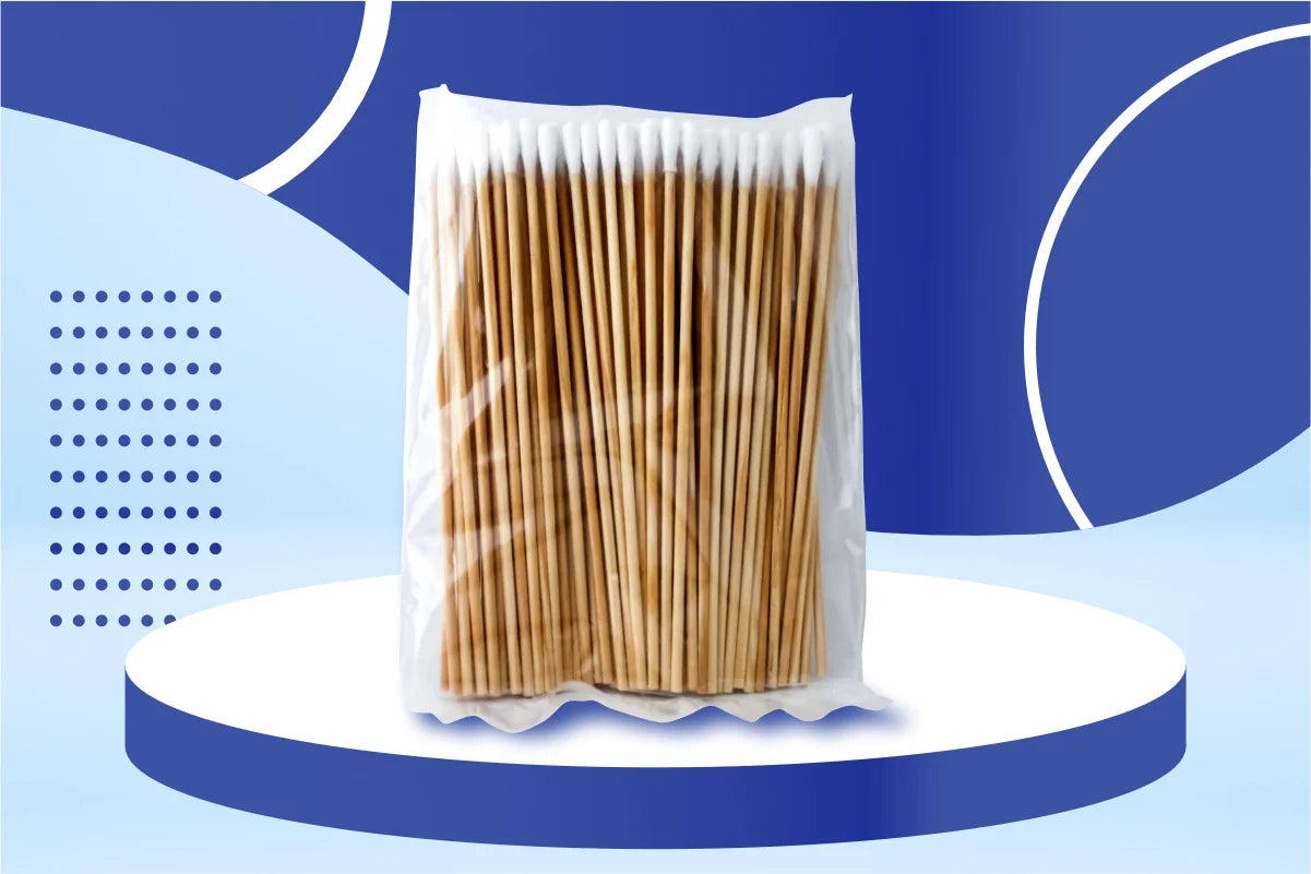 Aplicadores de madera con punta de algodón no estéril (100 piezas)